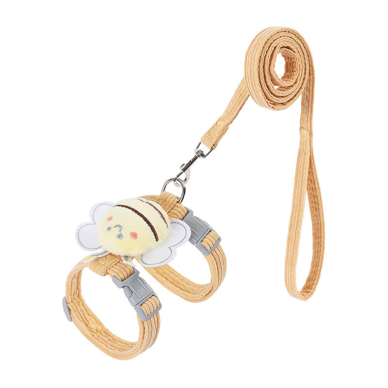 Bee & Free cat harness back view with D-ring leash attachment