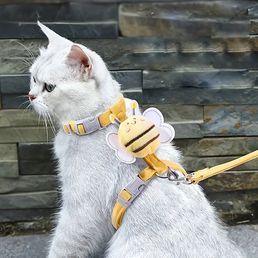 Bee & Free escape-proof cat harness in bee plaid pattern – Purrely